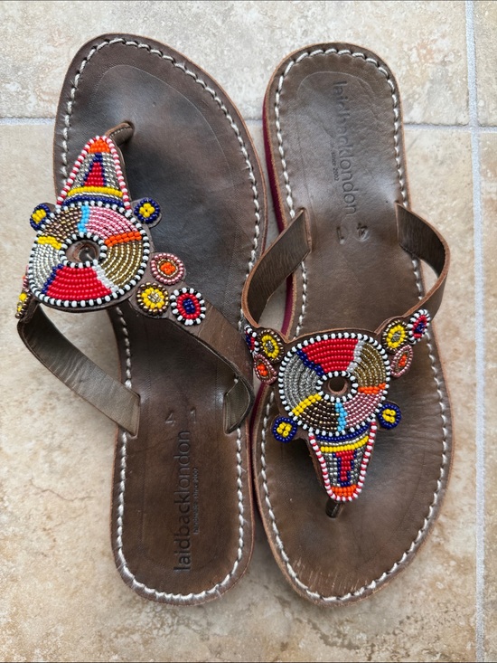 Anthropologie Shoes - Anthropologie Laidback London Shibli Flip Flop Sandals Leather Beaded Size 41